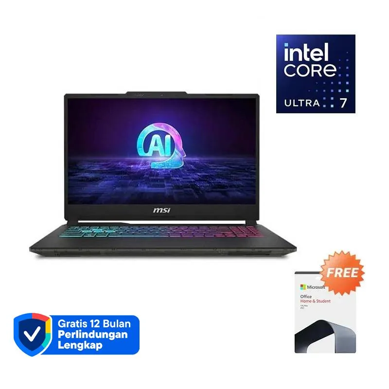 MSI Cyborg 15 AI A1VEK-009ID Gaming Laptop [Ultra 7 125H/RTX 4050 6GB/16GB/512GB SSD/Win11/OHS 21/15.6" FHD IPS 144Hz] FREE Bag - Image 1