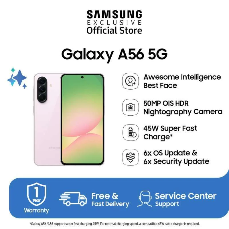Samsung Galaxy A56 5G [8/256GB] | Galaxy AI | Smartphone AI | 50MP OIS HDR Camera | 45W Super Fast Charge - Image 1
